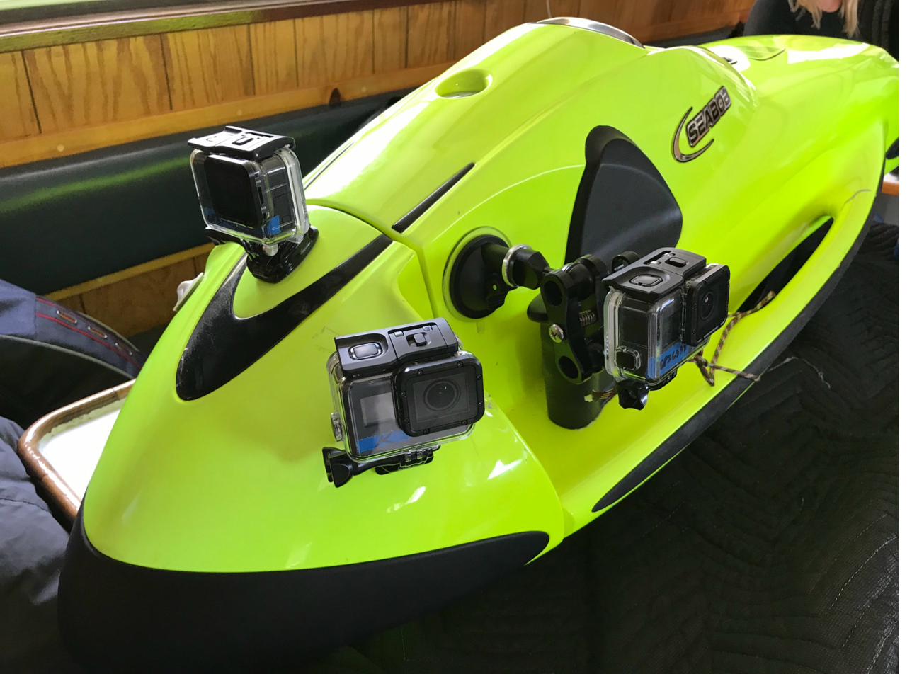 Underwater camera housing used for reference filming in the tank