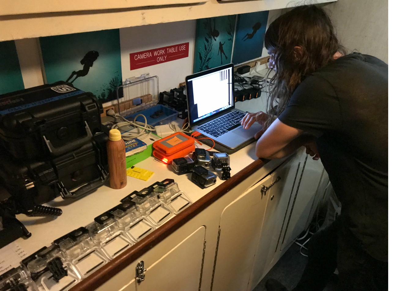 Managing the GoPro workflow on the boat during the Bahamas shoot