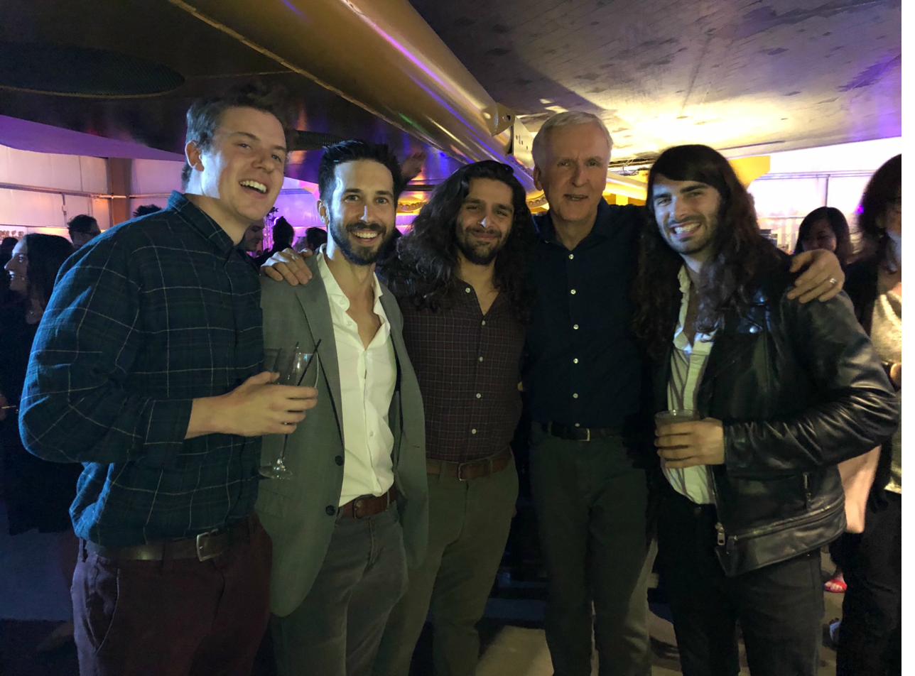 Nathan and crew with James Cameron at the Avatar wrap party