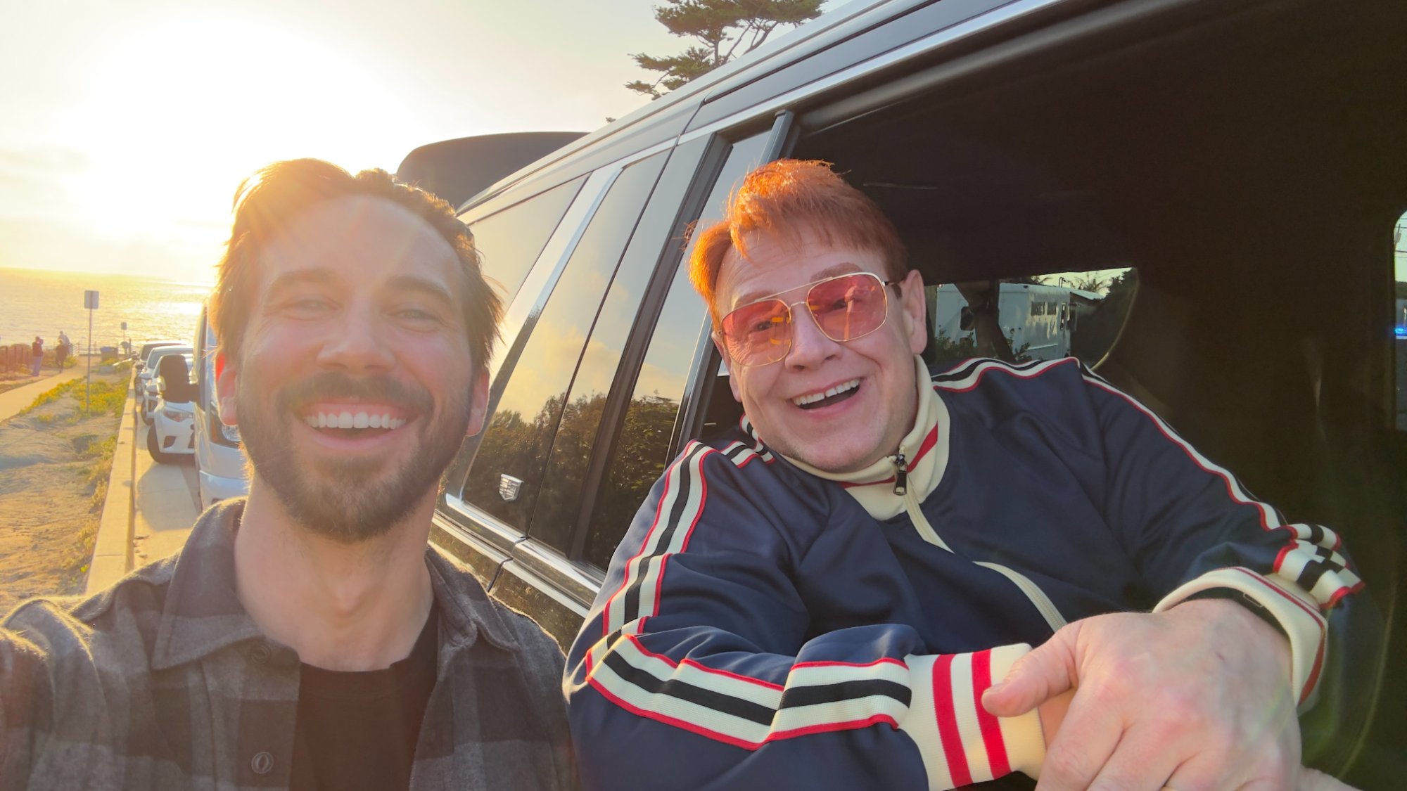 Nathan Haugaard with Elton John at golden hour