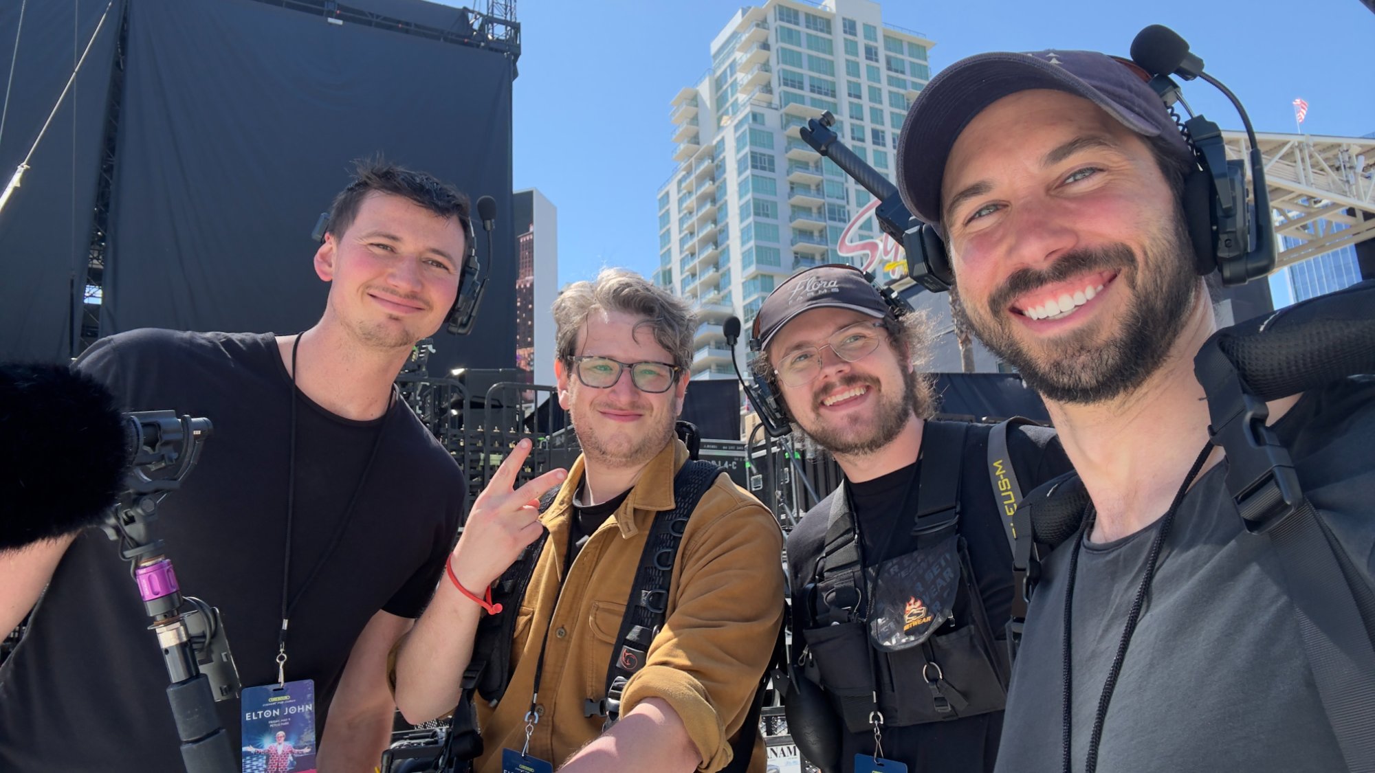 The core documentary crew backstage at Petco Park