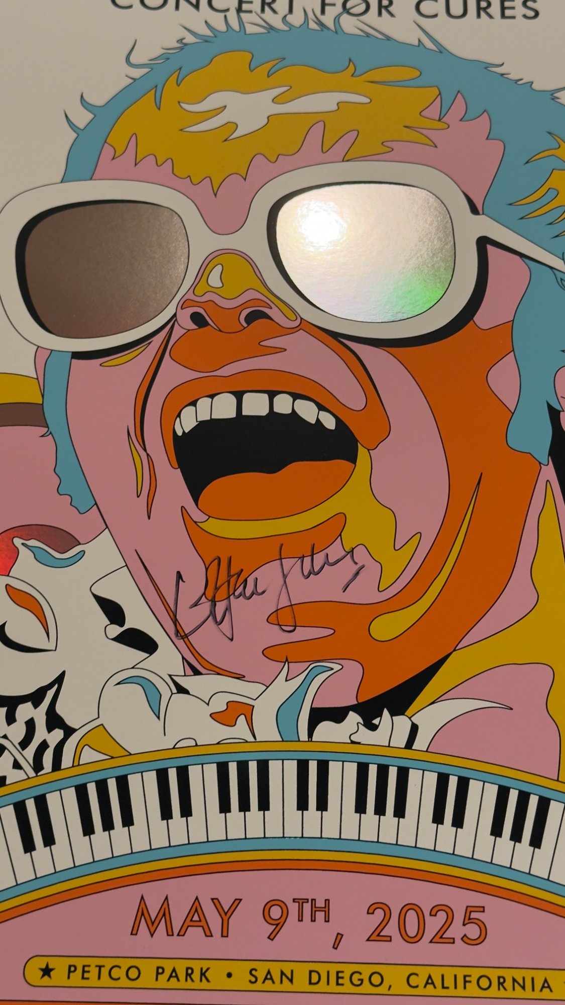 Signed Elton John Concert for Cures poster — May 9, 2025, Petco Park, San Diego