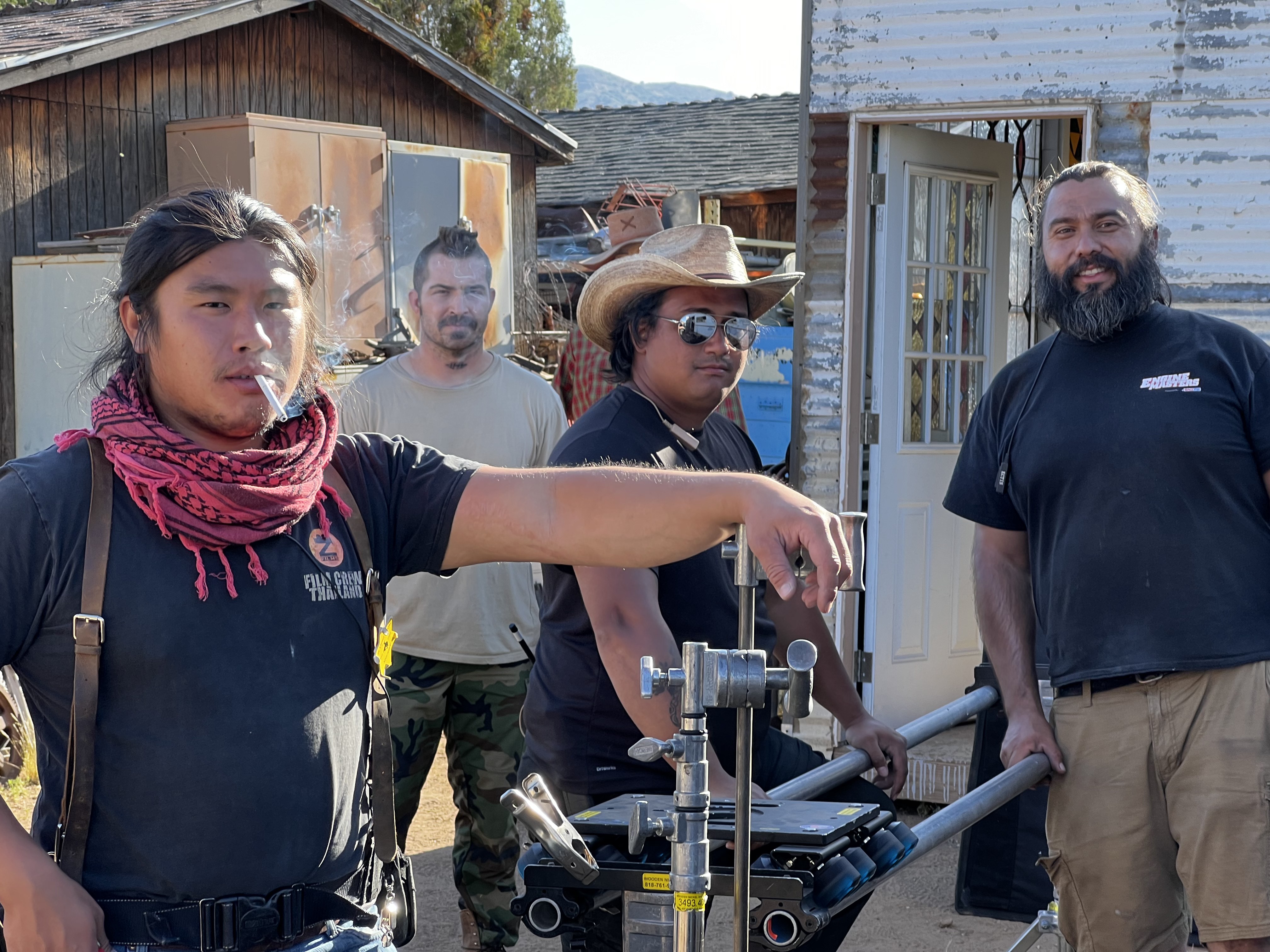 The Helmet crew on location in California