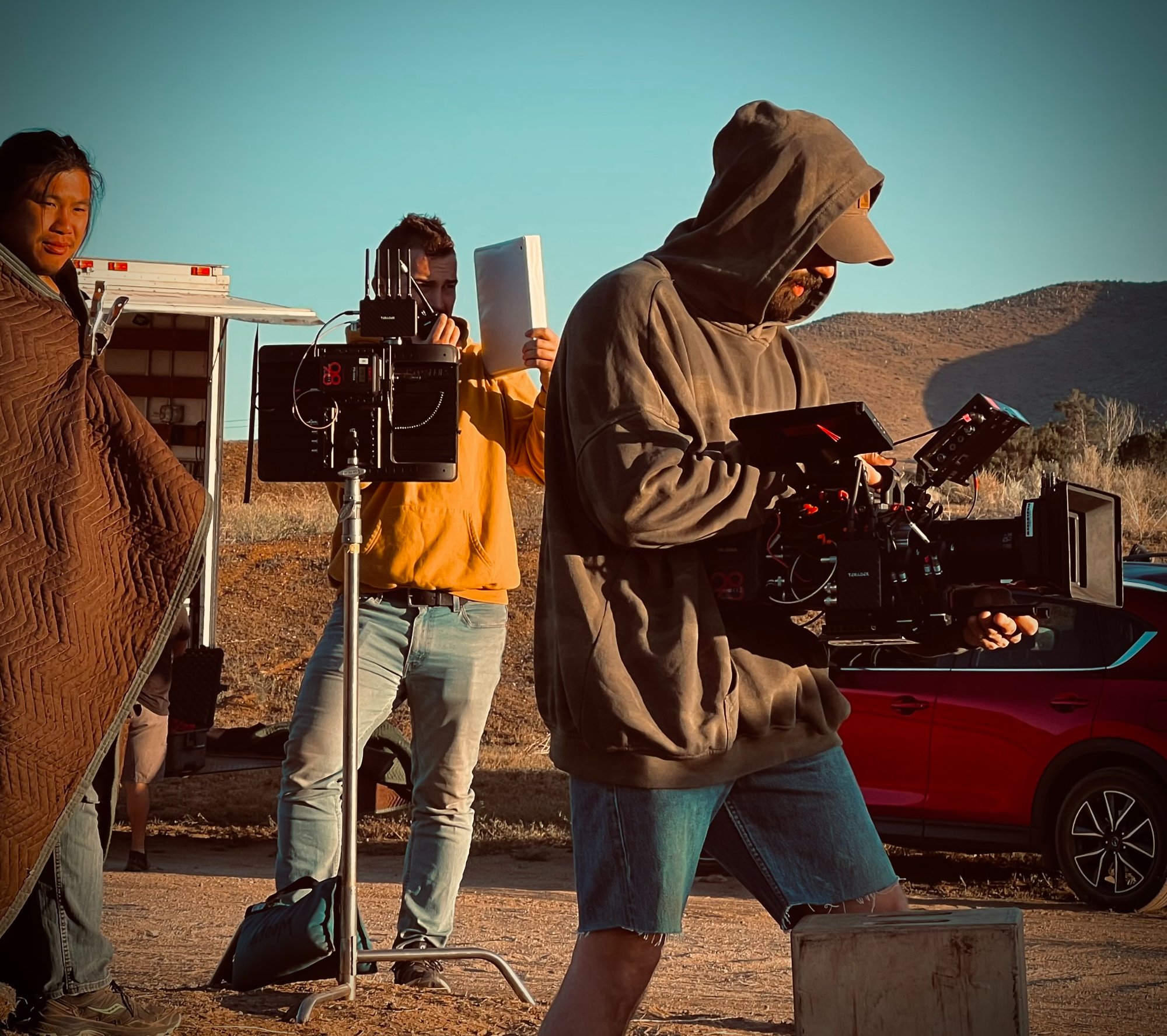 Nathan Haugaard operating handheld on Helmet