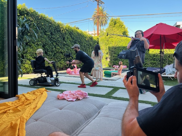 Behind the scenes shooting the pool scene on Good Bad Things - casual energy on set